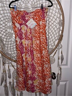 Gretchen Scott Designs Strapless Coral print dress Size Medium BNWT A00342
